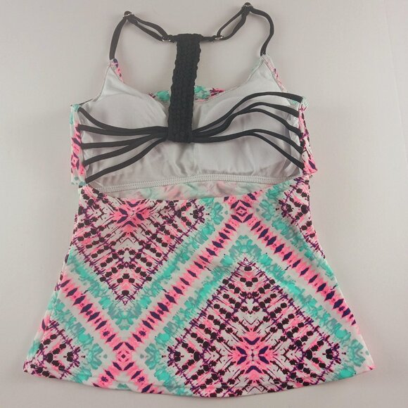 SO Braided Back Flounce Tankini Top Juniors Size Small Destiny Dye Swimsuit - Picture 4 of 7